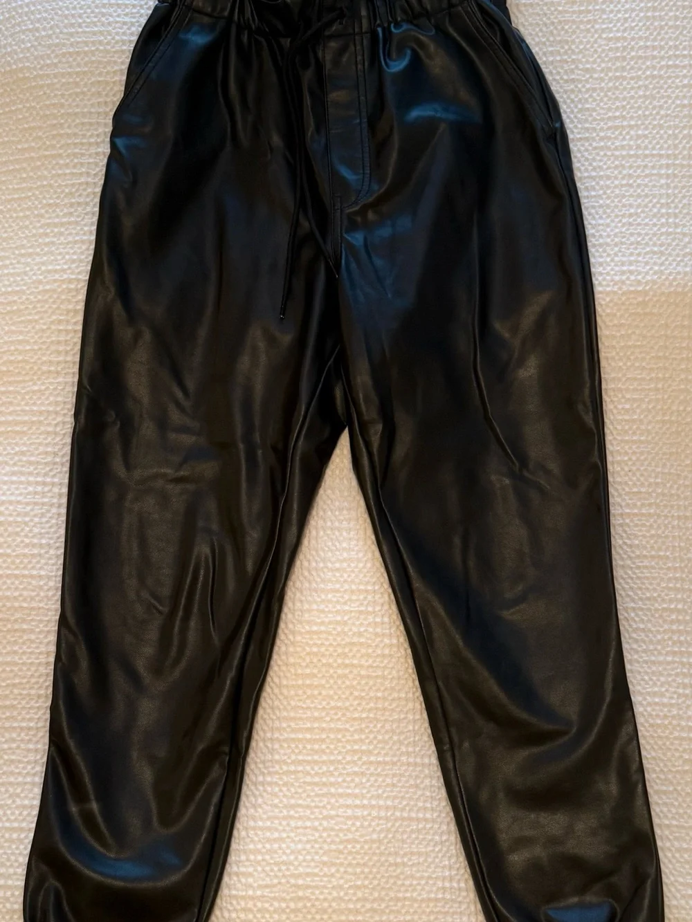 Abercrombie Black Faux Leather Joggers | Size = S